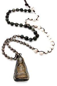 Buddha Necklace 85 - Crochet Necklace / Bracelet Buddha - One of a Kind -