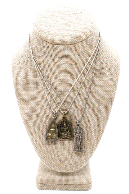Buddha Necklace 13 - Reversible African Beads - One of a Kind -
