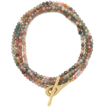 Luxury Faceted India Agate Stone Long Necklace - N2-2627