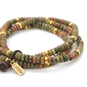 Unakite + Gold Bracelet Bundle