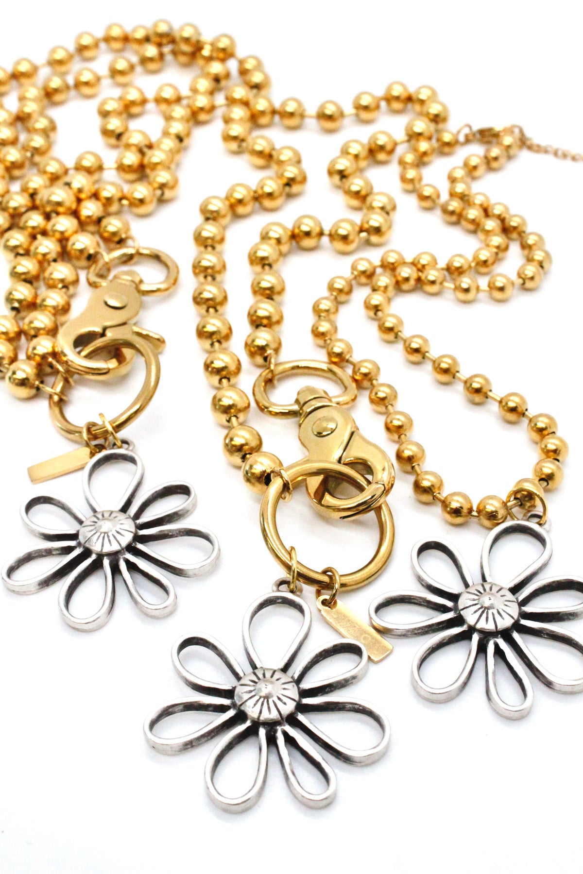 Open Daisy Outline Pendant Convertible Gold Chain Necklace