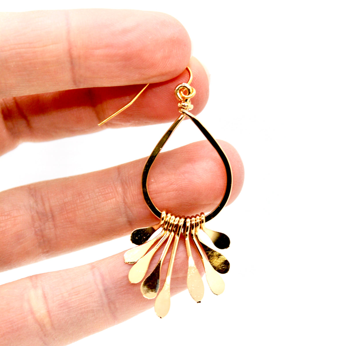 Gold Drop Fan Earrings - E1-001
