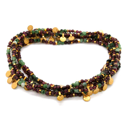 Museum Style Mixed Stones Necklace or Bracelet with 24K Gold Plate Mini Charms