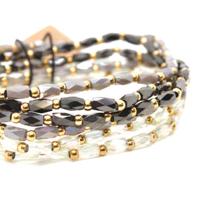 Glass and Gold Stackable Faceted Bracelet -French Flair Collection-