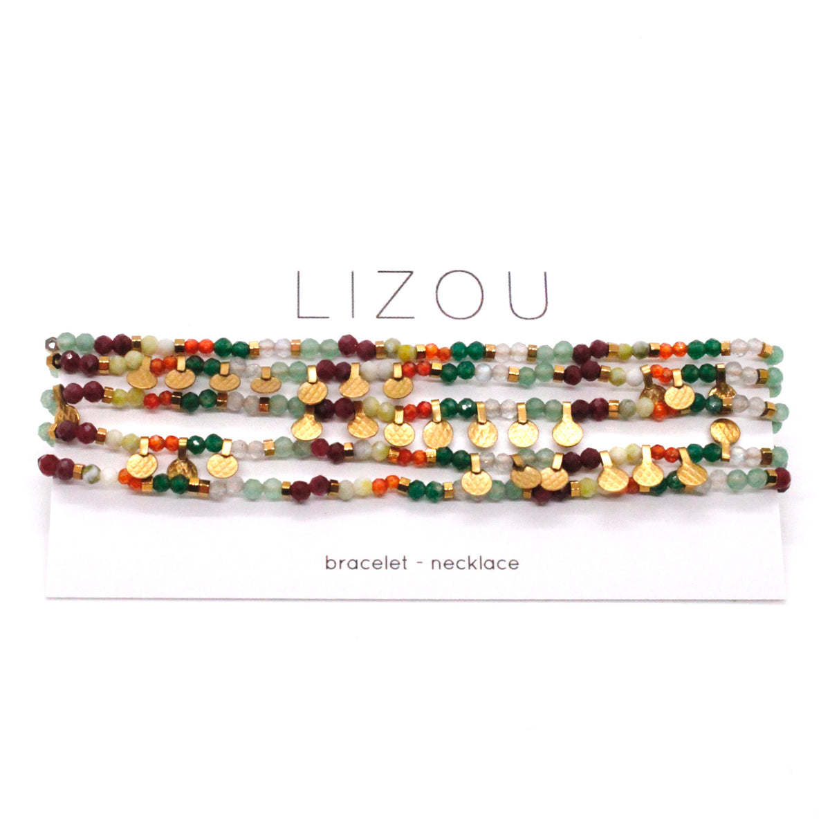 Museum Style Rainbow Agate Necklace or Bracelet with 24K Gold Plate Mini Charms