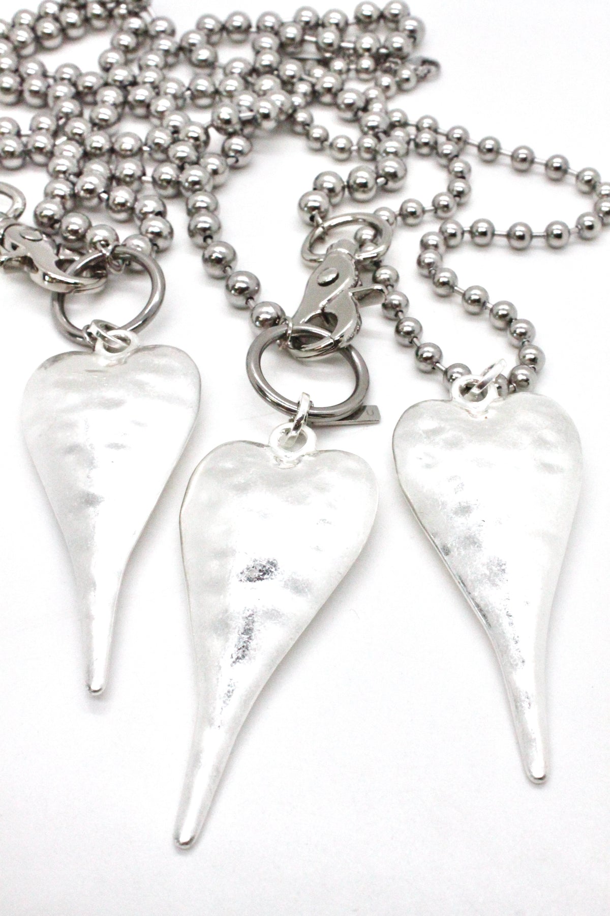 Extra Large Silver Heart Pendant Convertible Silver Chain Necklace