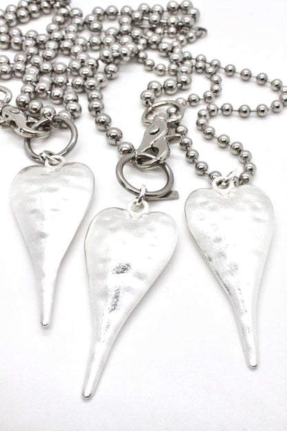 Extra Large Silver Heart Pendant Convertible Silver Chain Necklace