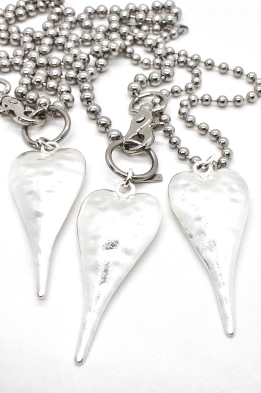 Extra Large Silver Heart Pendant Convertible Silver Chain Necklace