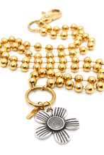 Load image into Gallery viewer, Antique Silver Flower Pendant Convertible Gold Chain Necklace
