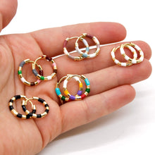 Load image into Gallery viewer, Enamel and Gold Huggie Earrings  - E4-459A
