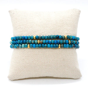 Lake Blue Jasper + Gold Bracelet Bundle