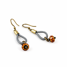 Load image into Gallery viewer, Mini Leather and Crystal Dangle Earrings - E3-207
