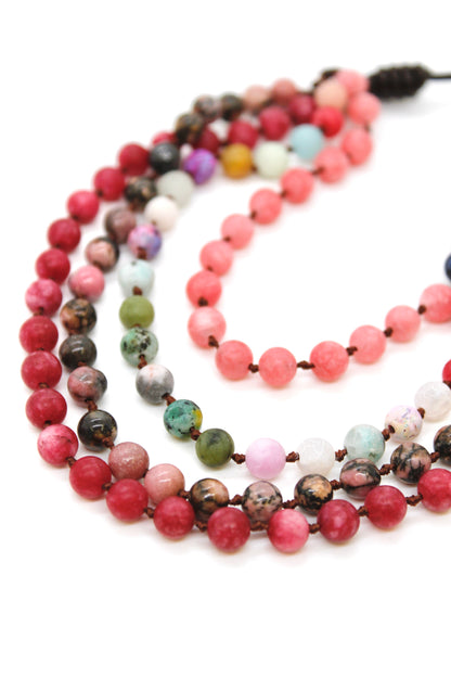 Semi Precious Stone Multi Strand Short Necklace - NLS-M29