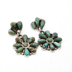 Gorgeous American Indian Sterling and Turquoise Navajo Post Earrings