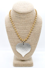 Load image into Gallery viewer, Large Hammered Heart Convertible Gold Chain Necklace

