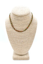 Load image into Gallery viewer, Delicate Faceted Mini Semi Precious Stone Unakite Beaded Necklace - N9-100
