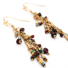 Load image into Gallery viewer, African Turquoise Mix and Gold Mini Charm Dangle Earrings - E4-326

