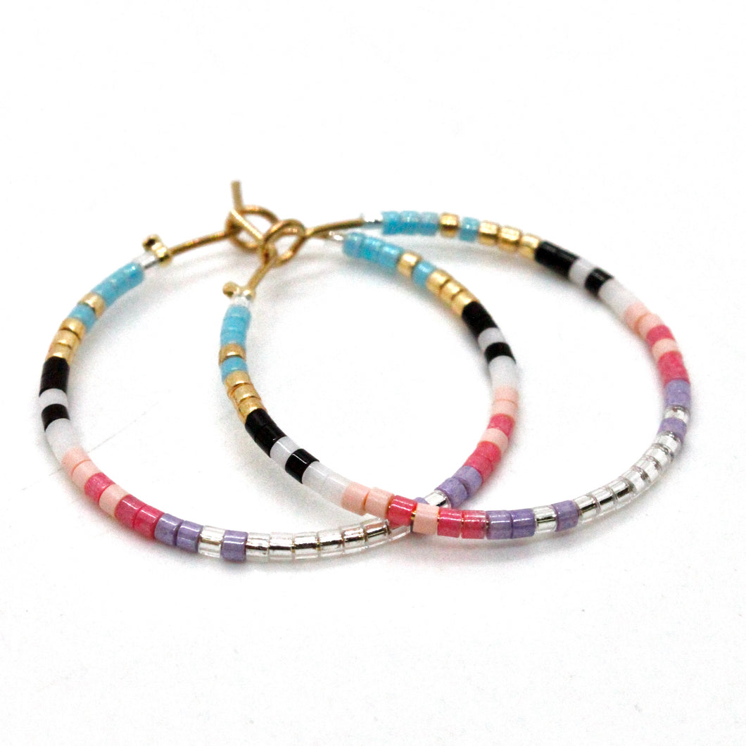 Retro Style Seed Bead Miyuki Hoop Earrings - Seeds Collection- E8-017S