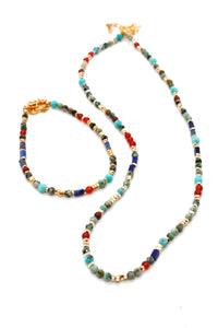 African Turquoise and Mixed Stone Necklace -French Flair Collection-