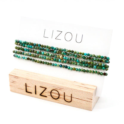 Delicate Faceted Mini Semi Precious Stone African Turquoise Beaded Necklace - N9-111