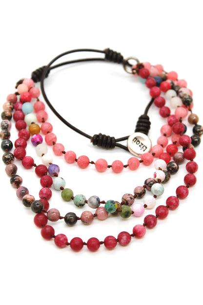 Semi Precious Stone Multi Strand Short Necklace - NLS-M29
