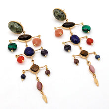 Load image into Gallery viewer, Museum Style Artsy Semi Precious Stone Mobile Earrings - E4-302
