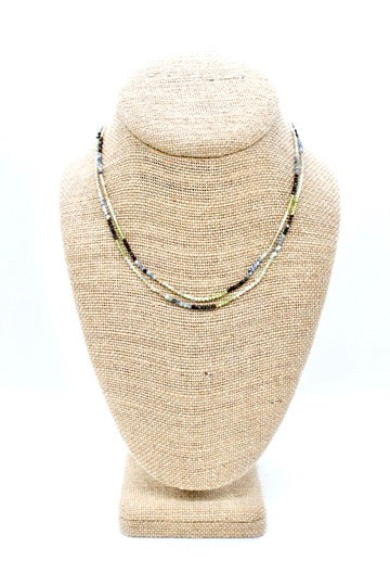 Delicate Faceted Mini Semi Precious Stone Mix Beaded Necklace - N9-013