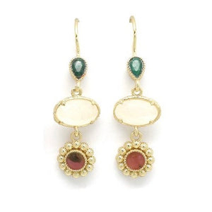 Three Stones Gold Earrings - E4-291B