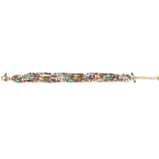 Mixed Semi Precious Stone 5 Strand Bracelet - B4-041D