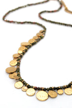 Load image into Gallery viewer, Short Mini Gold Disc Charm Unakite Necklace - N2-2612U

