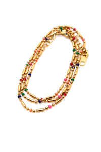 Gold and Rainbow Dots Delicate Chain Necklace -French Flair Collection-