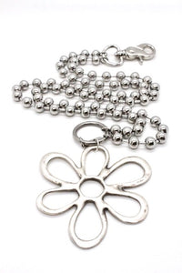 Flower Outline Pendant Convertible Silver Chain Necklace
