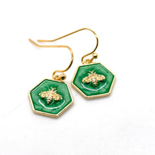Load image into Gallery viewer, Mini Gold Bee Enamel Earrings - E9-106
