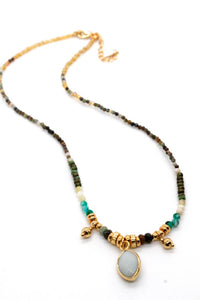 Natural Pendant on Semi Precious Stone Mix Necklace -French Flair Collection-