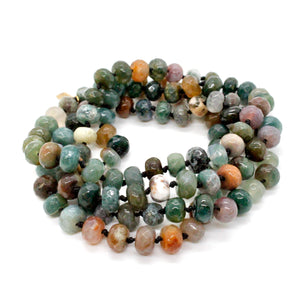 Hand-Knotted Long India Agate Bead Necklace - NL-IA