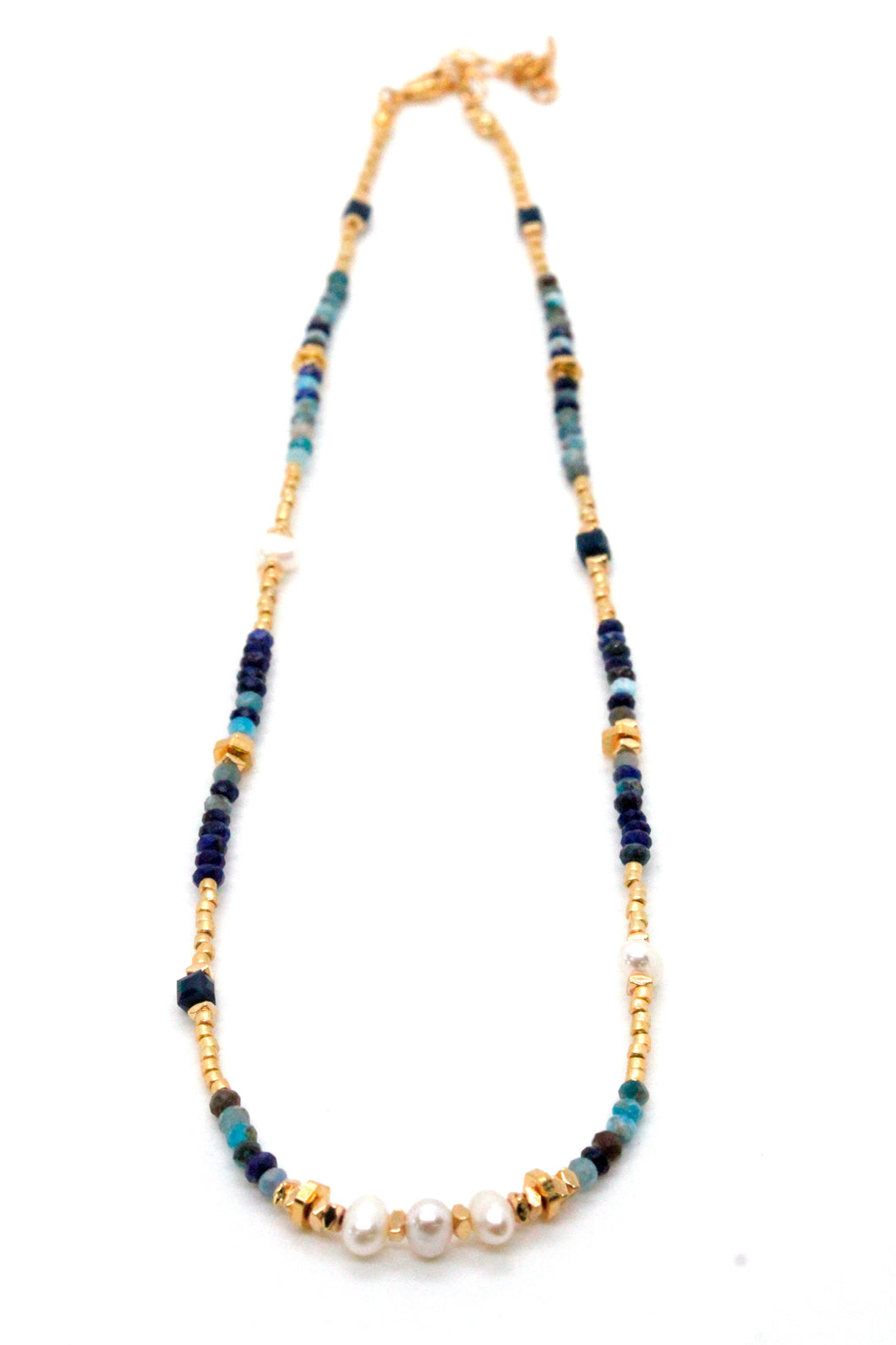 Lapis and Freshwater Pearl Necklace -French Flair Collection-