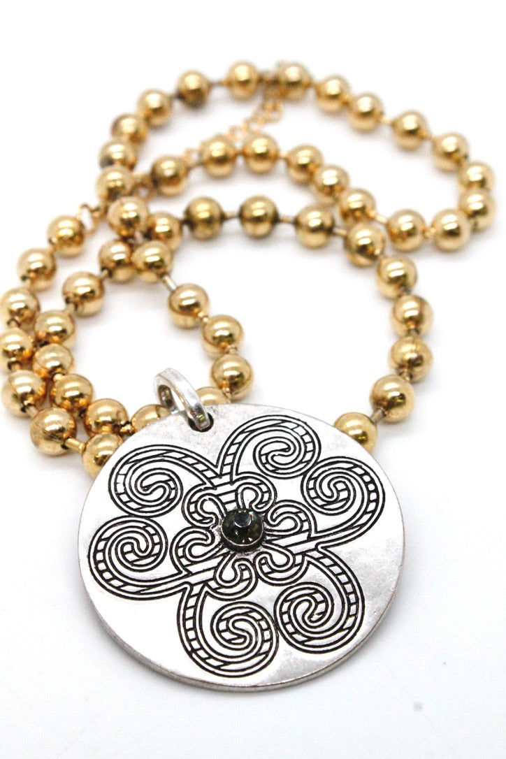 Single Gold Plate Ball Chain Necklace with Disc Charm N2-S065g -The Classics Collection-