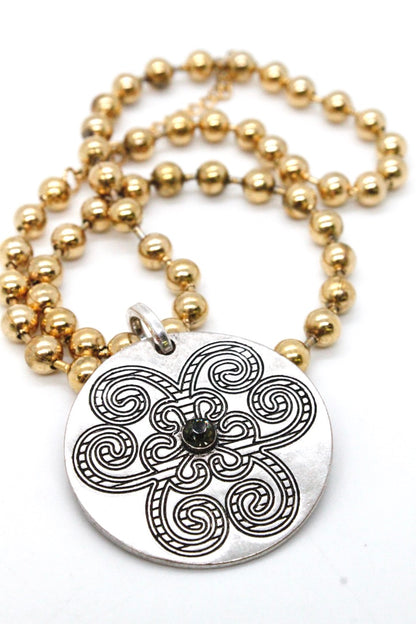 Single Gold Plate Ball Chain Necklace with Disc Charm N2-S065g -The Classics Collection-