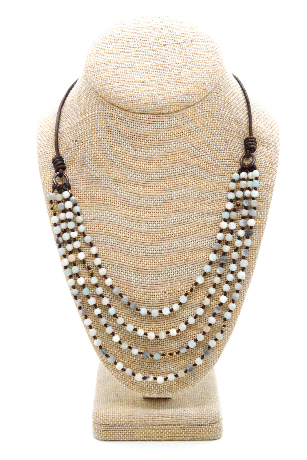 Semi Precious Stone Multi Strand Short Necklace - NLS-029