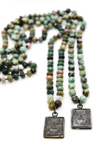 Load image into Gallery viewer, Thai Buddha Amulet on Stone Knotted Necklace
