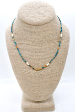 Load image into Gallery viewer, Beaded Apatite and Freshwater Pearl Necklace -French Flair Collection-
