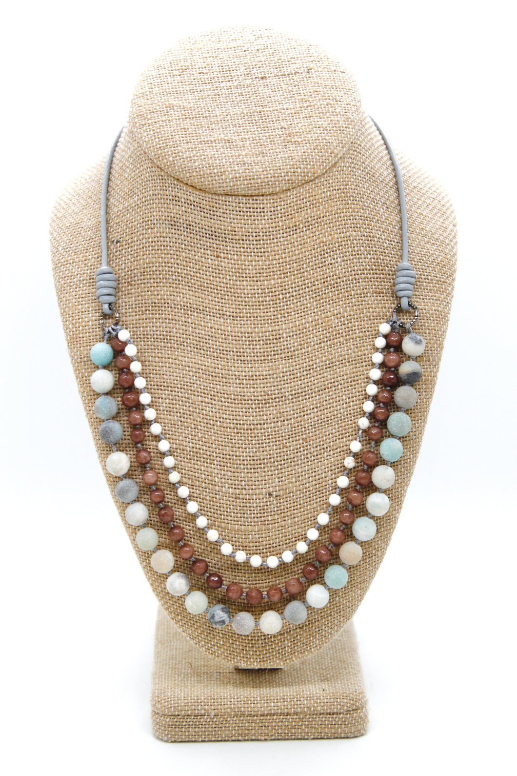 Semi Precious Stone Multi Strand Short Necklace -N4-008