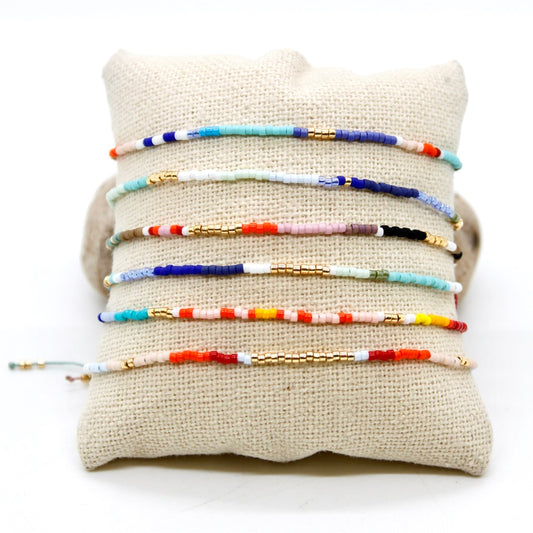 Bundle of Six Colorful Seed Bead Bracelets - B8-035