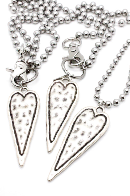 Elongated Heart Convertible Silver Chain Necklace