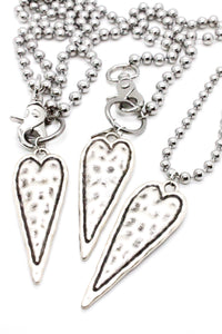 Elongated Heart Convertible Silver Chain Necklace