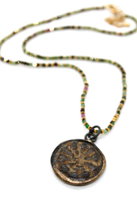 Faceted Ruby Zoisite Stone Necklace with Small Buddha -Buddha Collection-