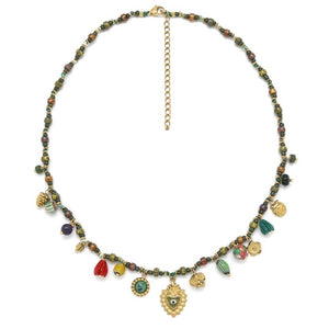 Millefiori Bauble Mini Charm Heat Eye Necklace -  N2-2661