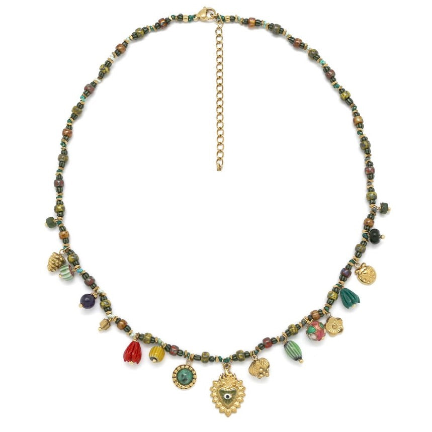 Millefiori Bauble Mini Charm Heat Eye Necklace -  N2-2661