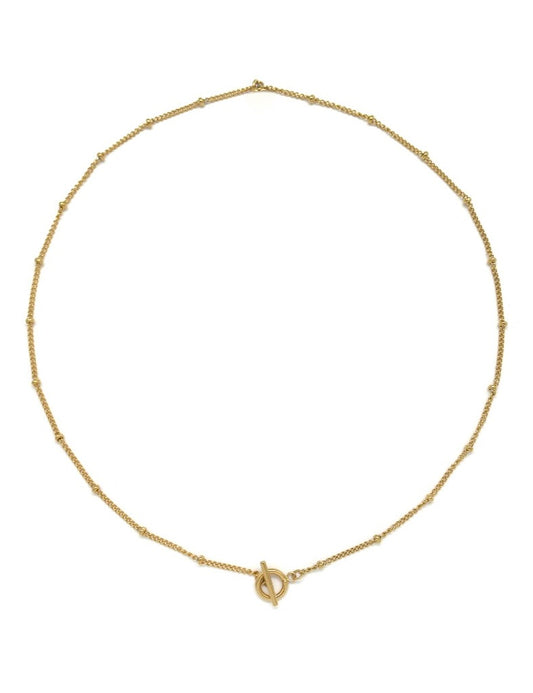 24K Gold Plate Chain Necklace with Toggle Clasp N2-2366 -French Flair Collection-