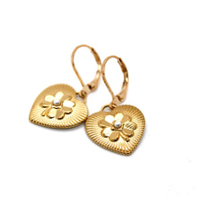 Load image into Gallery viewer, Gold Heart Shamrock Earrings - E9-113
